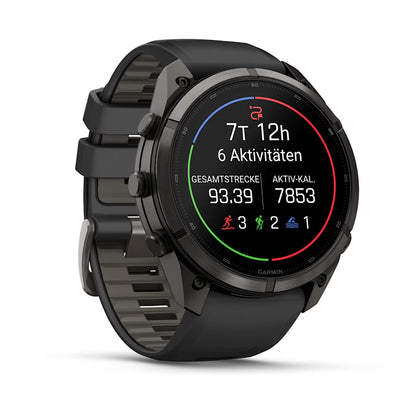 Garmin Fēnix® 9 Pro – inReach®, 51mm Carbongrau DLC Titan mit Silikon-Armband Schwarz/Kieselgrau