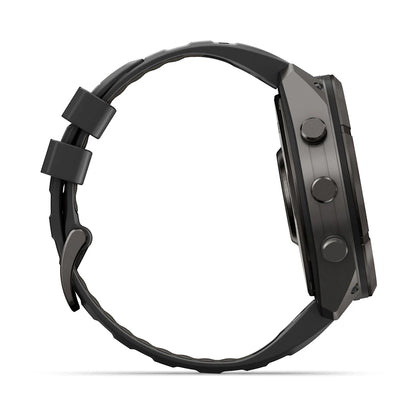 Garmin Fēnix® 9 Pro – inReach®, 51mm Carbongrau DLC Titan mit Silikon-Armband Schwarz/Kieselgrau