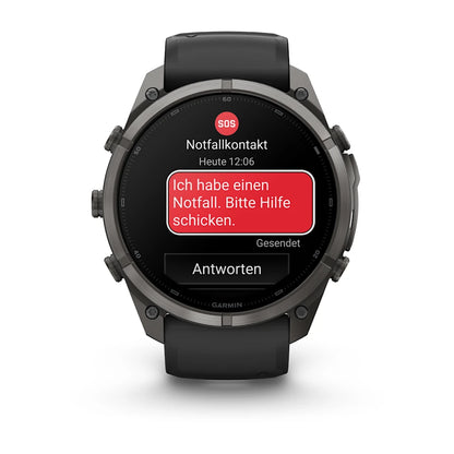 Garmin Fēnix® 9 Pro – inReach®, 51mm Carbongrau DLC Titan mit Silikon-Armband Schwarz/Kieselgrau