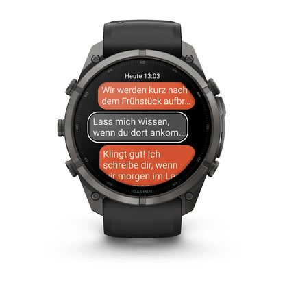 Garmin Fēnix® 9 Pro – inReach®, 51mm Carbongrau DLC Titan mit Silikon-Armband Schwarz/Kieselgrau