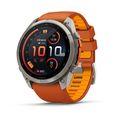 Garmin Fēnix® 9 Pro – inReach®, 51mm Titan mit Silikon-Armband Autumn Orange/Spark Orange