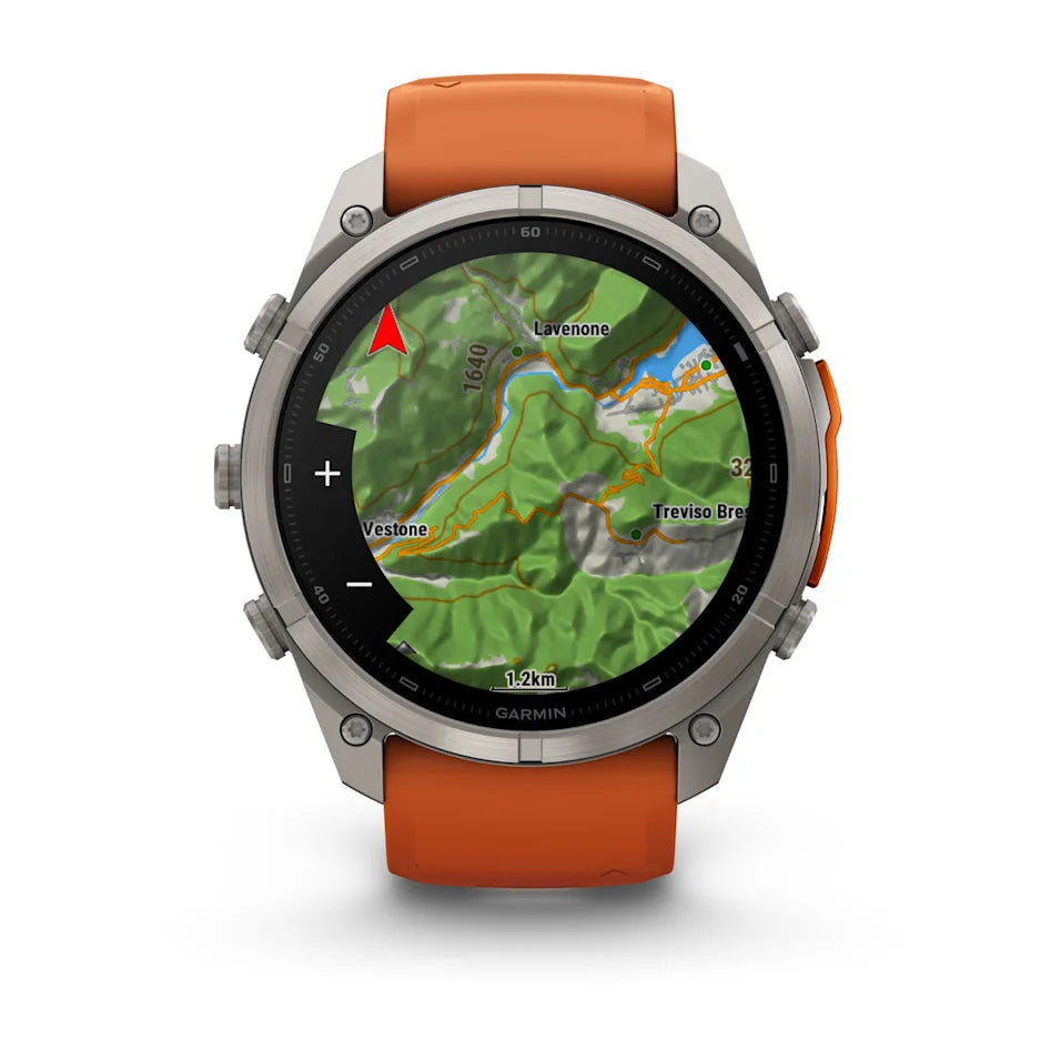 Garmin Fēnix® 9 Pro – inReach®, 51mm Titan mit Silikon-Armband Autumn Orange/Spark Orange