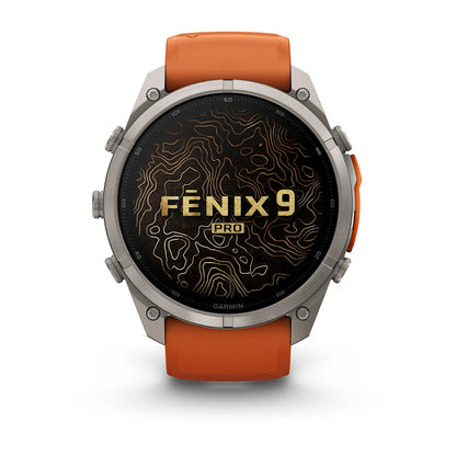 Garmin Fēnix® 9 Pro – inReach®, 51mm Titan mit Silikon-Armband Autumn Orange/Spark Orange