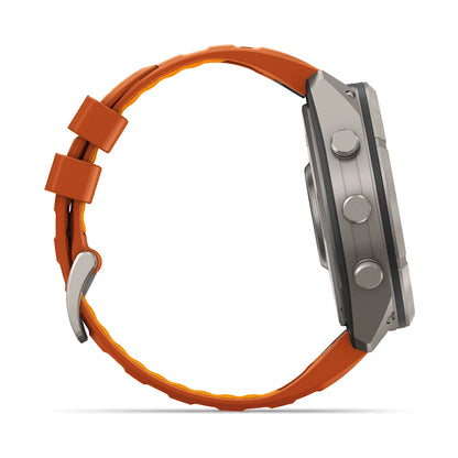 Garmin Fēnix® 9 Pro – inReach®, 51mm Titan mit Silikon-Armband Autumn Orange/Spark Orange