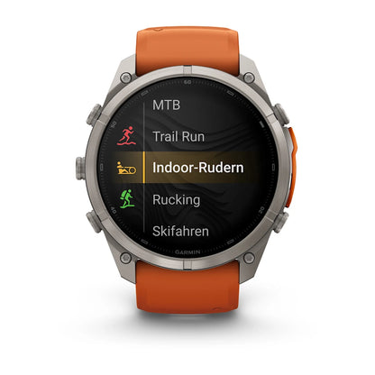 Garmin Fēnix® 9 Pro – inReach®, 51mm Titan mit Silikon-Armband Autumn Orange/Spark Orange