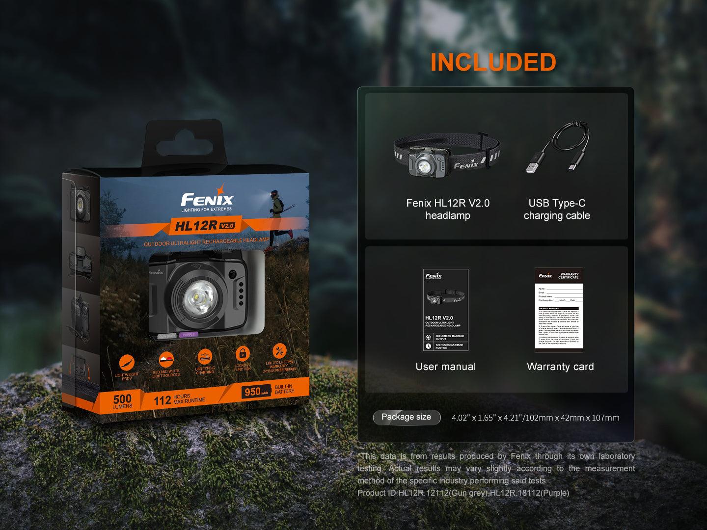 Fenix HL12R V2.0 Ultraleichte wiederaufladbare Stirnlampe, 500 Lumen – Bild 