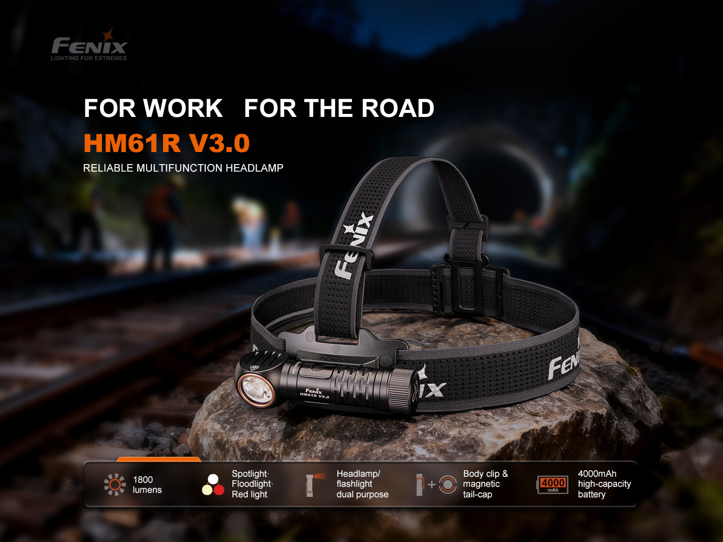 Fenix HM61R V3.0 Leistungsstarke Profi Stirnlampe sowie Taschenlampe mit Rotlicht, 1800 Lumen