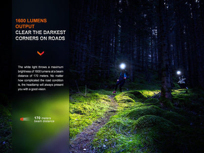 Fenix HM65R-T V2.0 Leichte Magnesium-Stirnlampe für Trailrunning, Skitouren 1600 Lumen