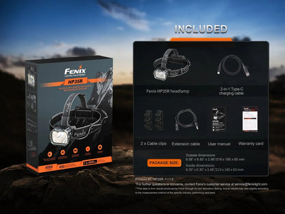 Fenix HP35R Hochleistungs-Stirnlampe mit Mehrfach-Lichtquellen für Such- und Rettungseinsätze, 4000 Lumen