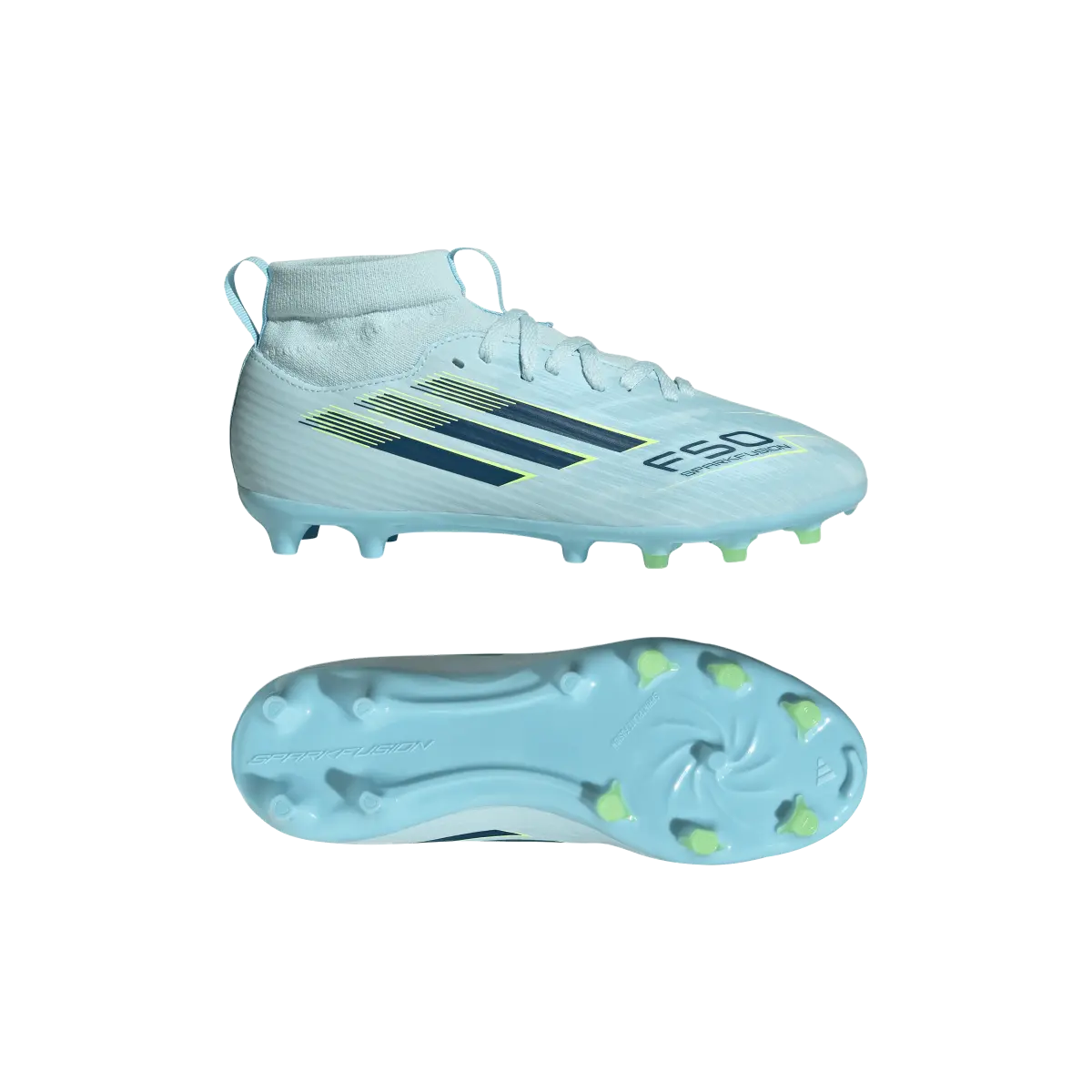 Adidas Kinderfußballschuhe F50 Sparkfusion League FG, halbhohe Fußballschuhe für feste Böden und Kunstrasen mit Sprintplate Fusion - machsport – Bild 