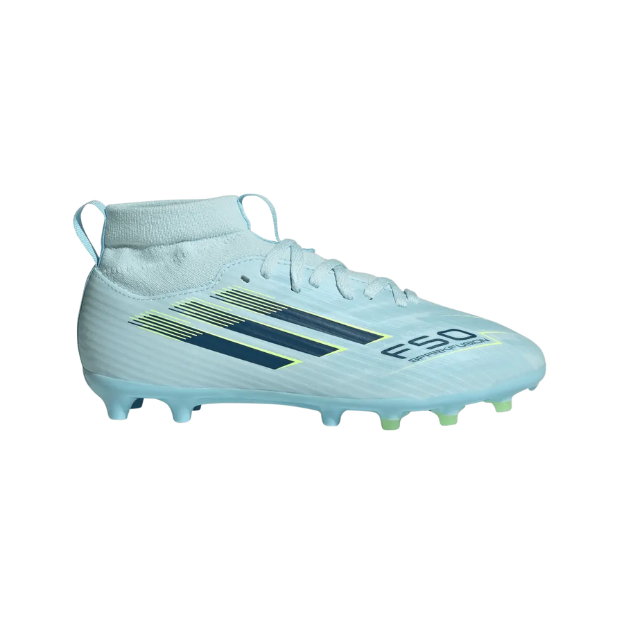 Adidas Kinderfußballschuhe F50 Sparkfusion League FG, halbhohe Fußballschuhe für feste Böden und Kunstrasen mit Sprintplate Fusion - machsport