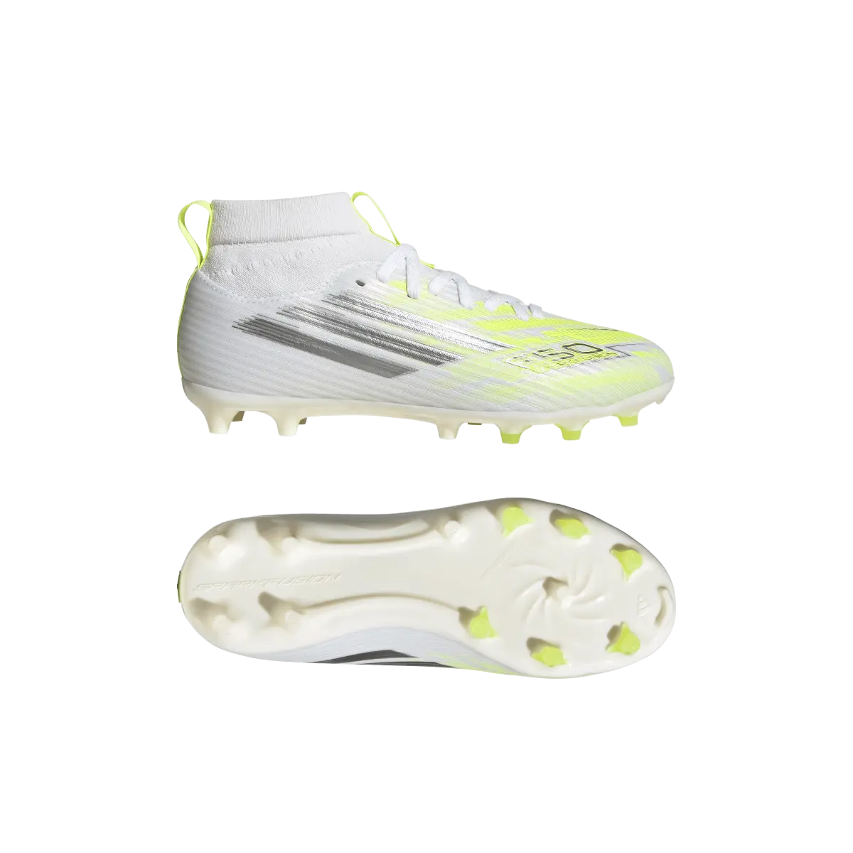 Adidas Kinderfußballschuhe F50 Sparkfusion League FG, halbhohe Fußballschuhe für feste Böden und Kunstrasen mit Sprintplate Fusion - machsport – Bild 