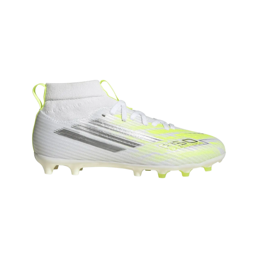 Adidas Kinderfußballschuhe F50 Sparkfusion League FG, halbhohe Fußballschuhe für feste Böden und Kunstrasen mit Sprintplate Fusion – weiß / 36 2/3