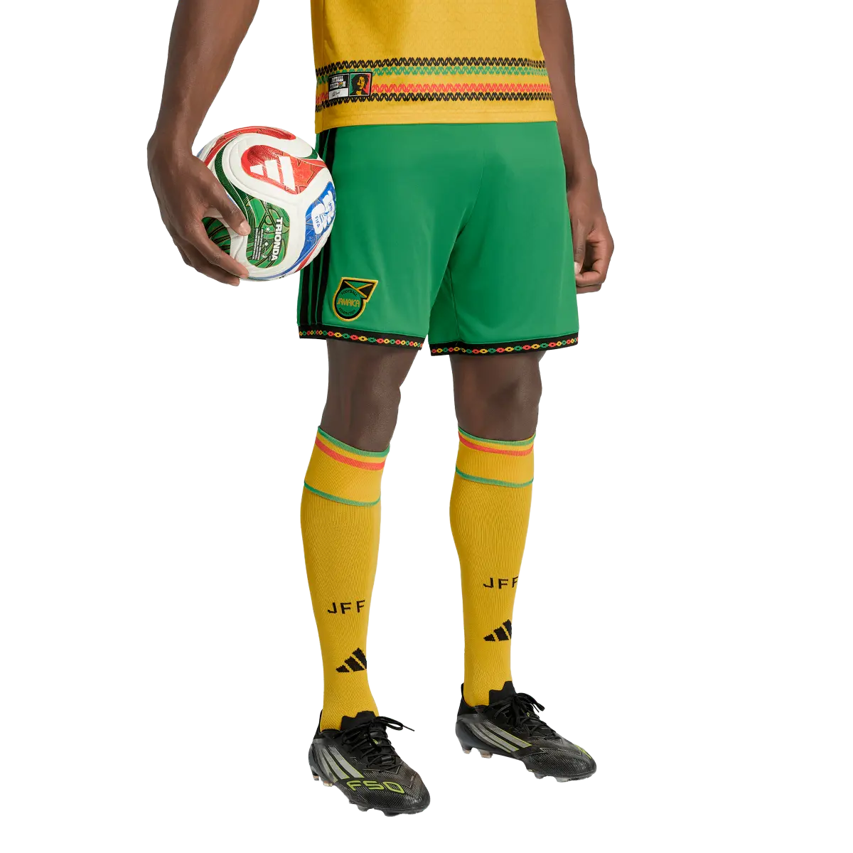 Jamaika Herrenfußballhose Homeshort 2026, Bob Marley, Heimshorts mit Climacool für Spiel und Fanmomente - machsport – Bild 