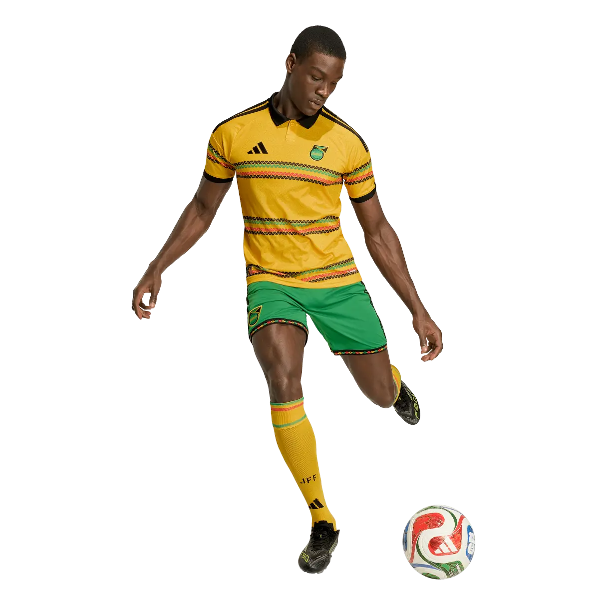 Jamaika Herrenfußballhose Homeshort 2026, Bob Marley, Heimshorts mit Climacool für Spiel und Fanmomente - machsport – Bild 
