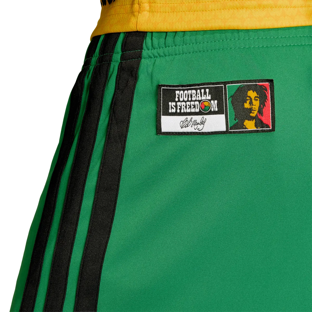 Jamaika Herrenfußballhose Homeshort 2026, Bob Marley, Heimshorts mit Climacool für Spiel und Fanmomente - machsport