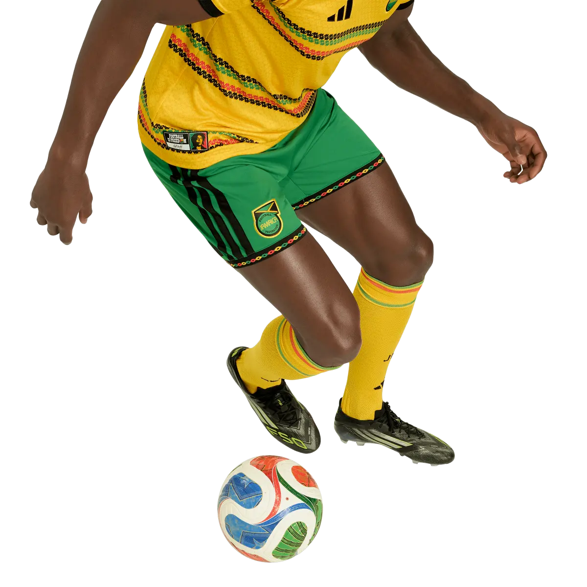 Jamaika Herrenfußballhose Homeshort 2026, Bob Marley, Heimshorts mit Climacool für Spiel und Fanmomente - machsport – Bild 