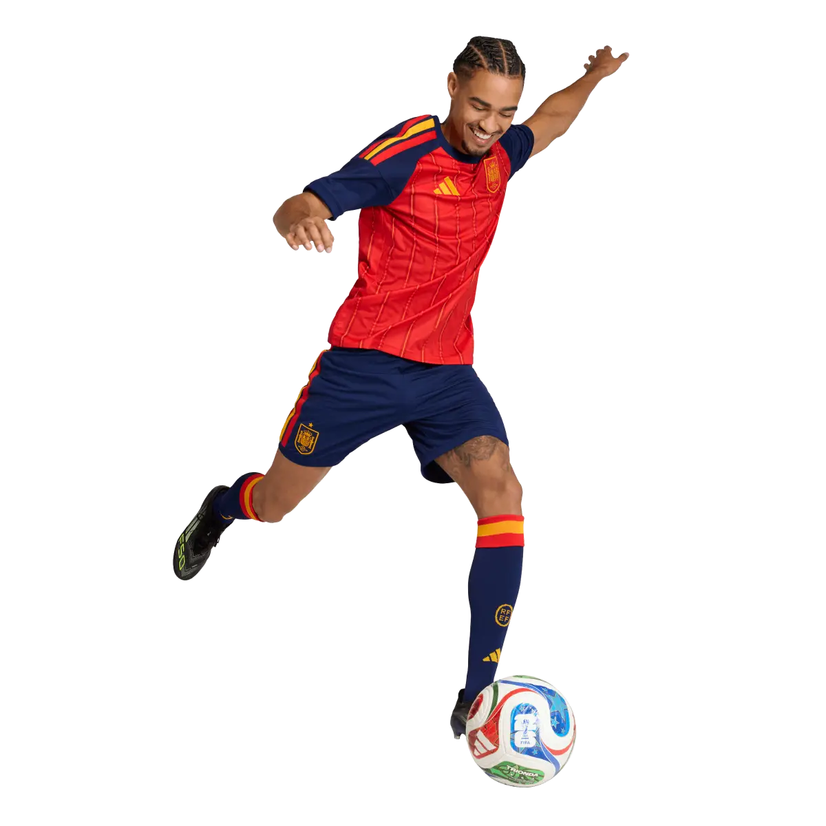 Spanien Herrenfußballshort Home 2026, Heimshorts mit Climacool für Spiel, Training und Fan Einsatz - machsport – Bild 