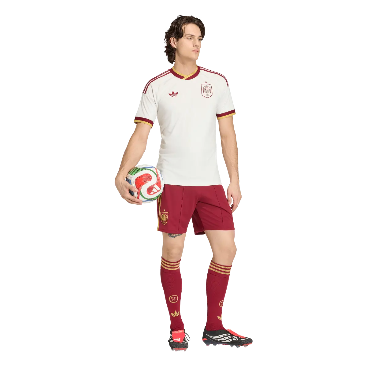 Spanien Herrenfußballshort Away 2026, Auswärtsshorts mit Climacool für Spiel, Training und Fan Einsatz - machsport