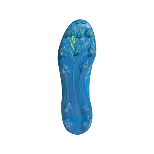 Adidas Fußballschuhe F50 Pro FG, Firm Ground Fußballschuhe für Naturrasen mit Sprintshell 360 und Sprintweb für maximale Beschleunigung – Rückansicht – blau / 40 2/3