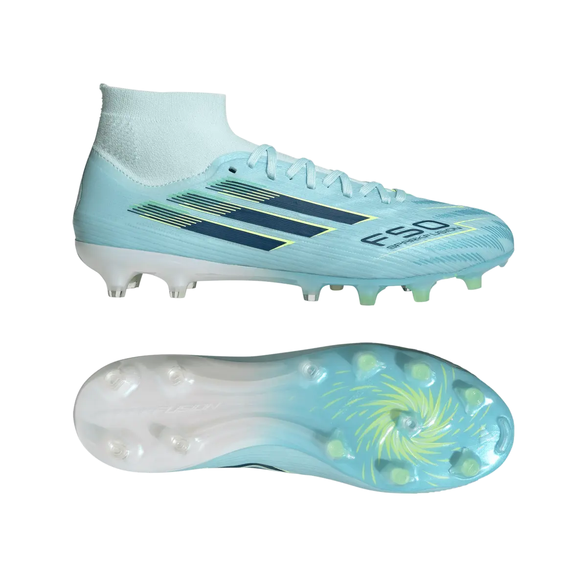 Adidas Fußballschuhe F50 Sparkfusion Pro, Mid Cut Fußballschuhe für feste Böden und Kunstrasen mit Primeknit Schaft - machsport