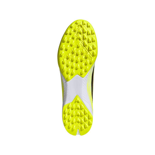 Adidas Fußballschuhe F50 League TF, Turf Fußballschuhe für Kunstrasen mit EVA-Dämpfung und Fiberskin Obermaterial – Rückansicht – weiß / 40 2/3