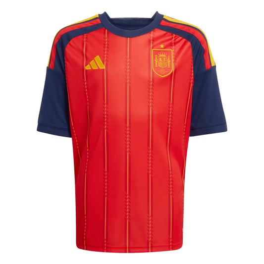 Spanien Kinderfußballshirt Home Jersey 2026, Kinder Heimtrikot mit Climacool für Spiel, Training und Fan Einsatz – rot / 128