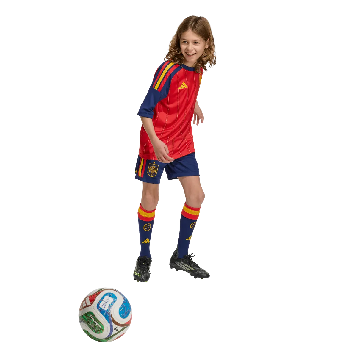 Spanien Kinderfußballshort Home Shorts, Heimshorts mit Climacool für Spiel, Training und Fan Einsatz - machsport – Bild 