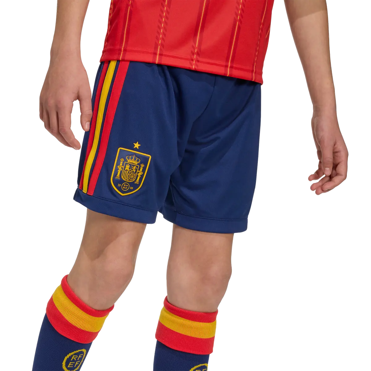 Spanien Kinderfußballshort Home Shorts, Heimshorts mit Climacool für Spiel, Training und Fan Einsatz - machsport – Bild 