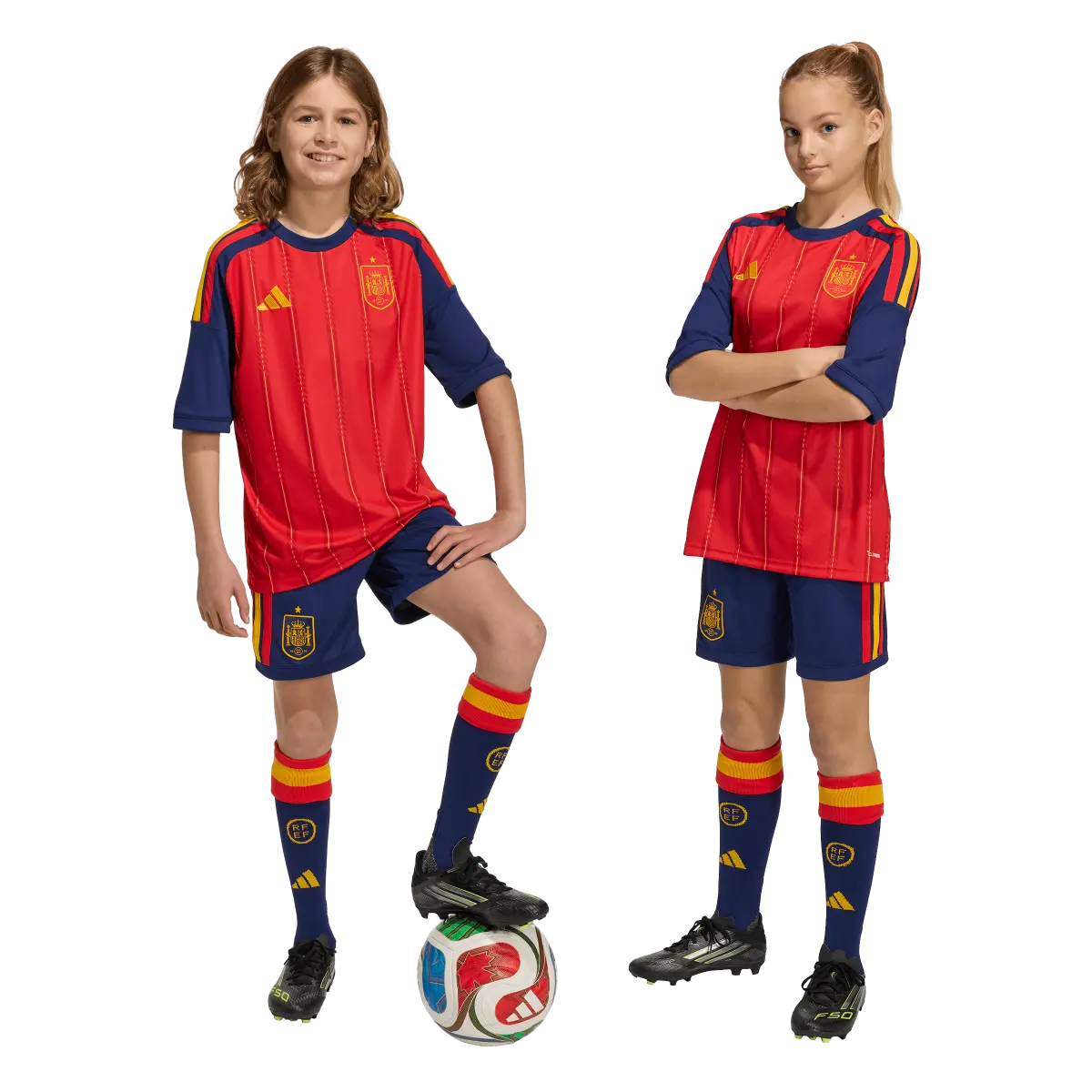 Spanien Kinderfußballshort Home Shorts, Heimshorts mit Climacool für Spiel, Training und Fan Einsatz - machsport – Bild 