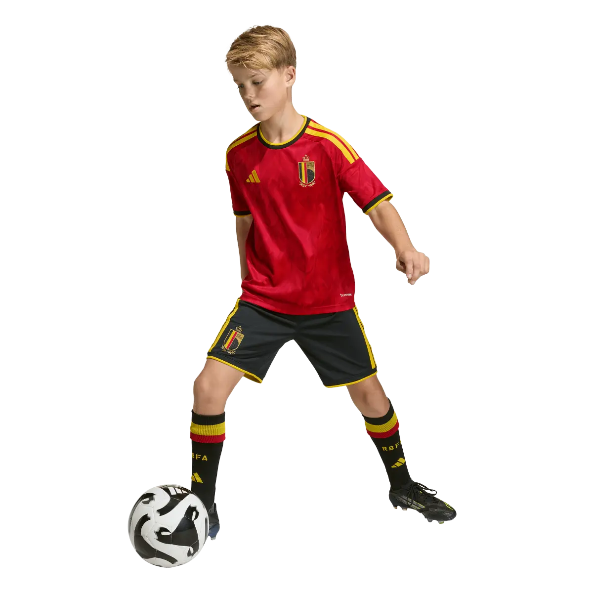 Belgien Kinderfußballshort Home 2026, Heimshorts mit Climacool für Spiel, Training und Fan Einsatz - machsport – Bild 