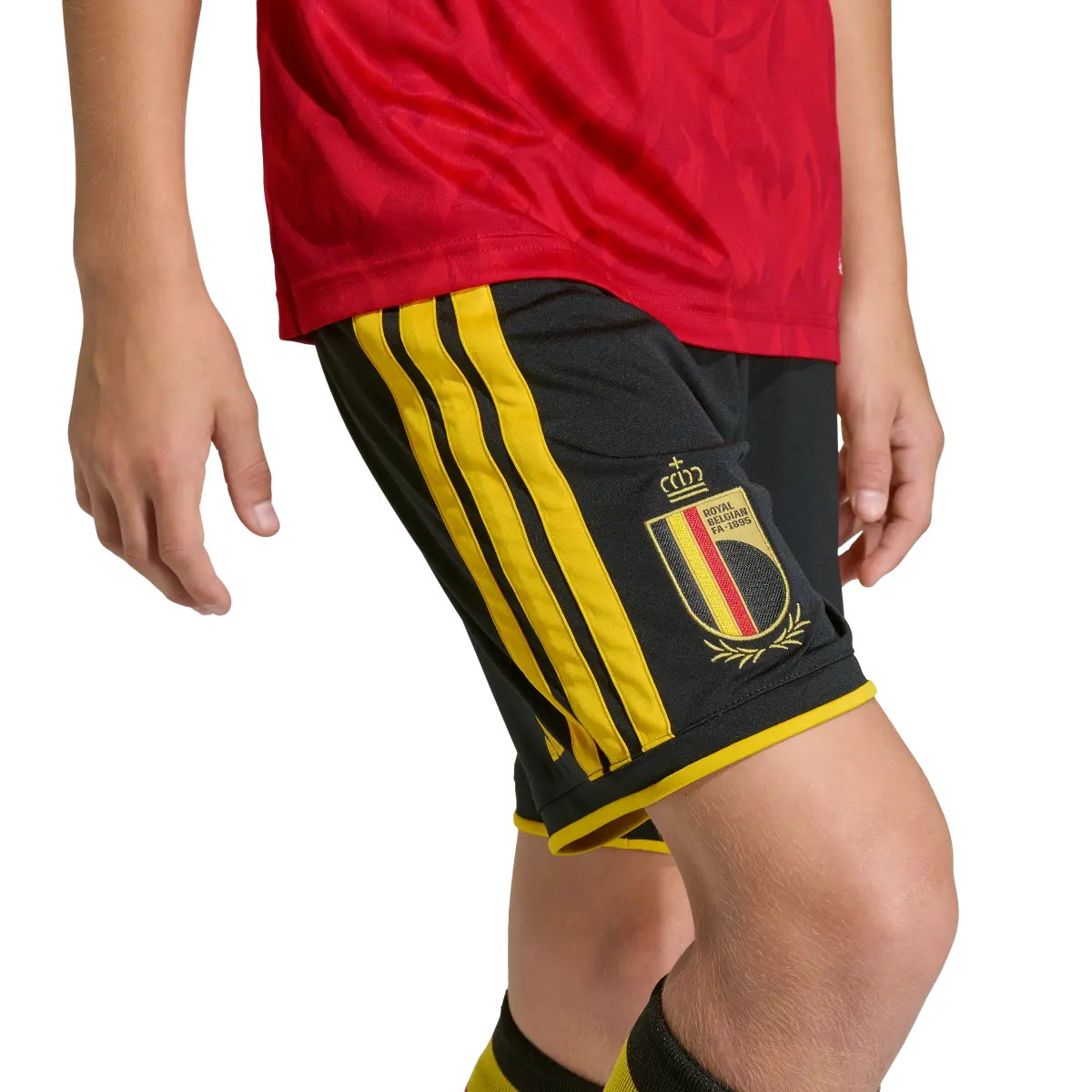 Belgien Kinderfußballshort Home 2026, Heimshorts mit Climacool für Spiel, Training und Fan Einsatz - machsport – Bild 