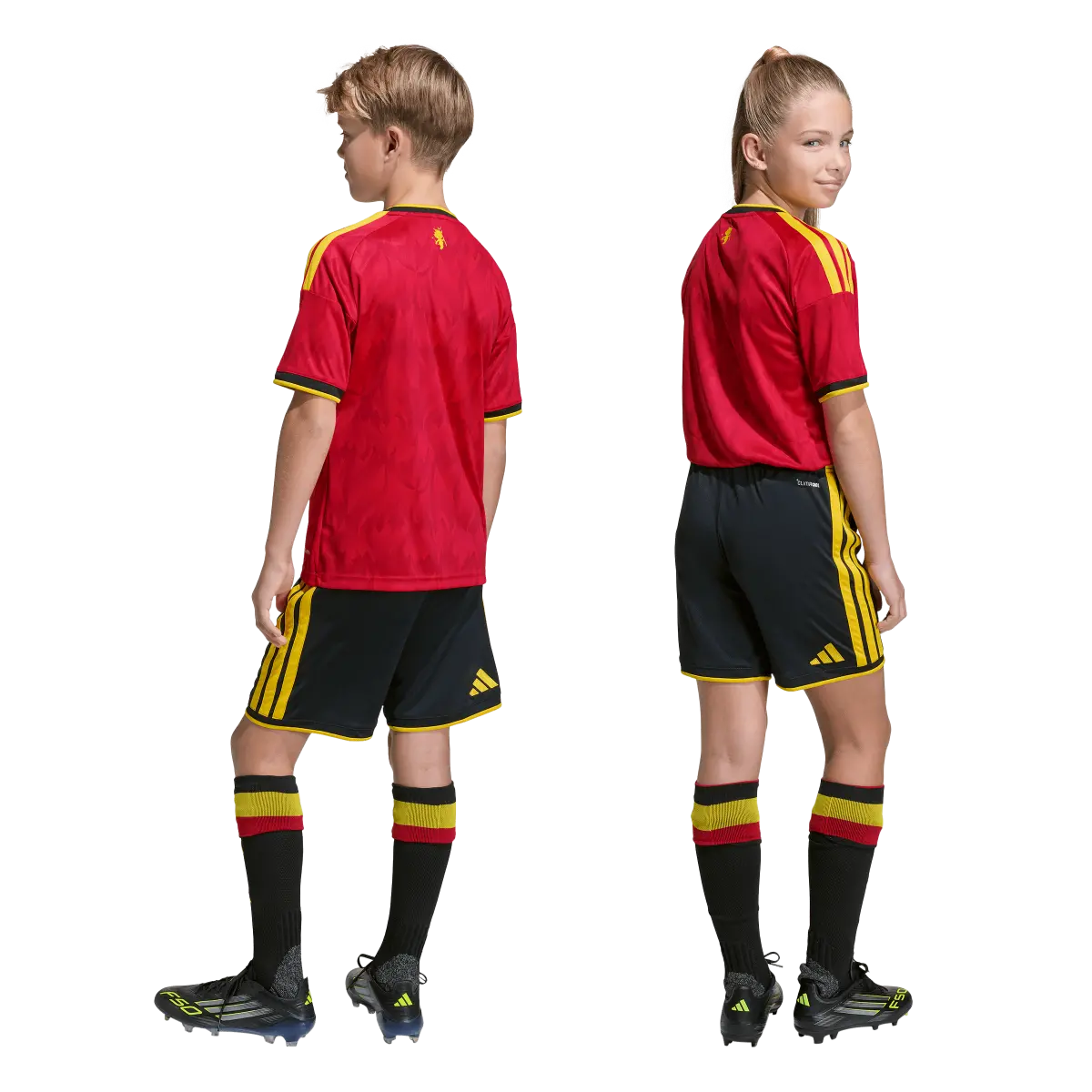 Belgien Kinderfußballshort Home 2026, Heimshorts mit Climacool für Spiel, Training und Fan Einsatz - machsport – Bild 