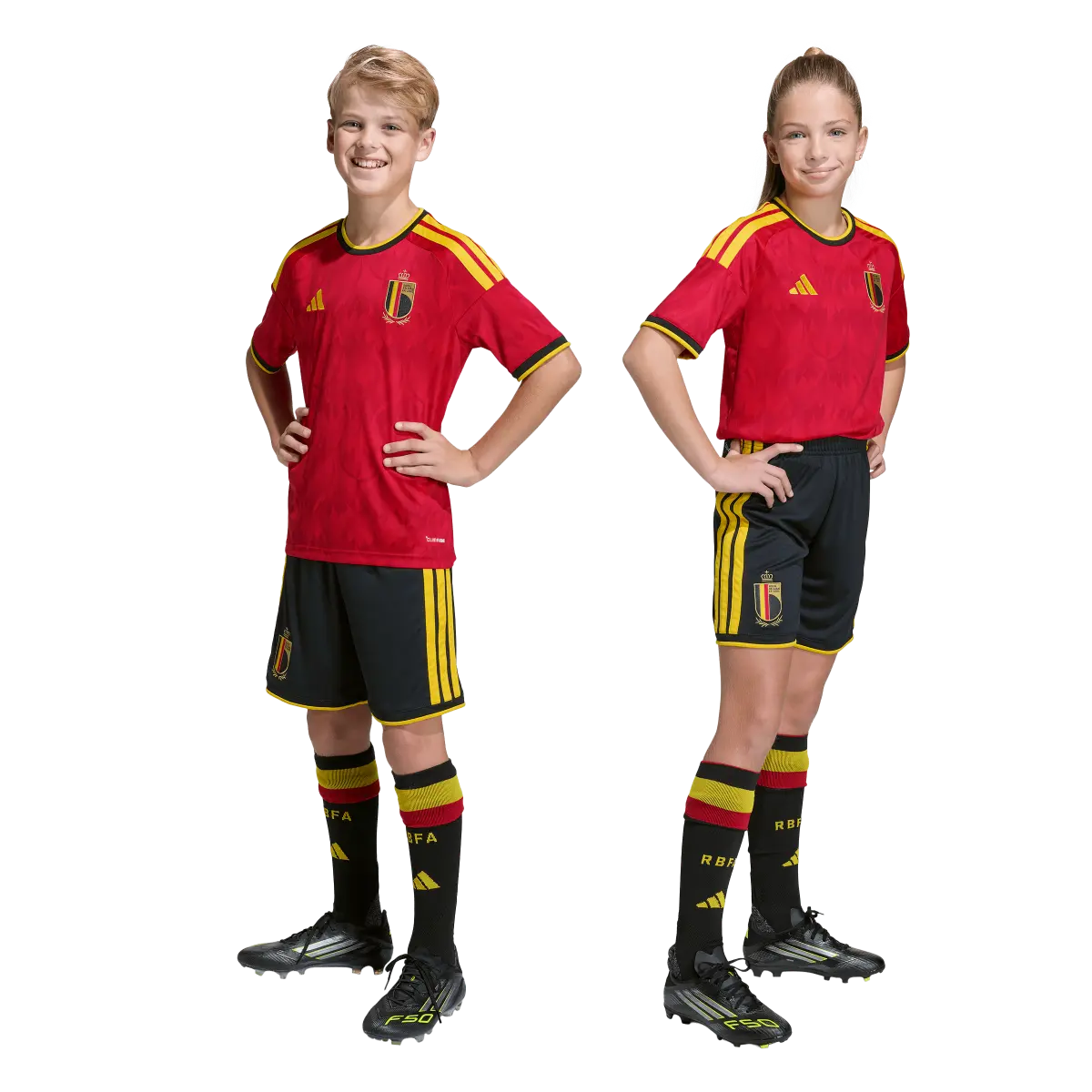 Belgien Kinderfußballshort Home 2026, Heimshorts mit Climacool für Spiel, Training und Fan Einsatz - machsport