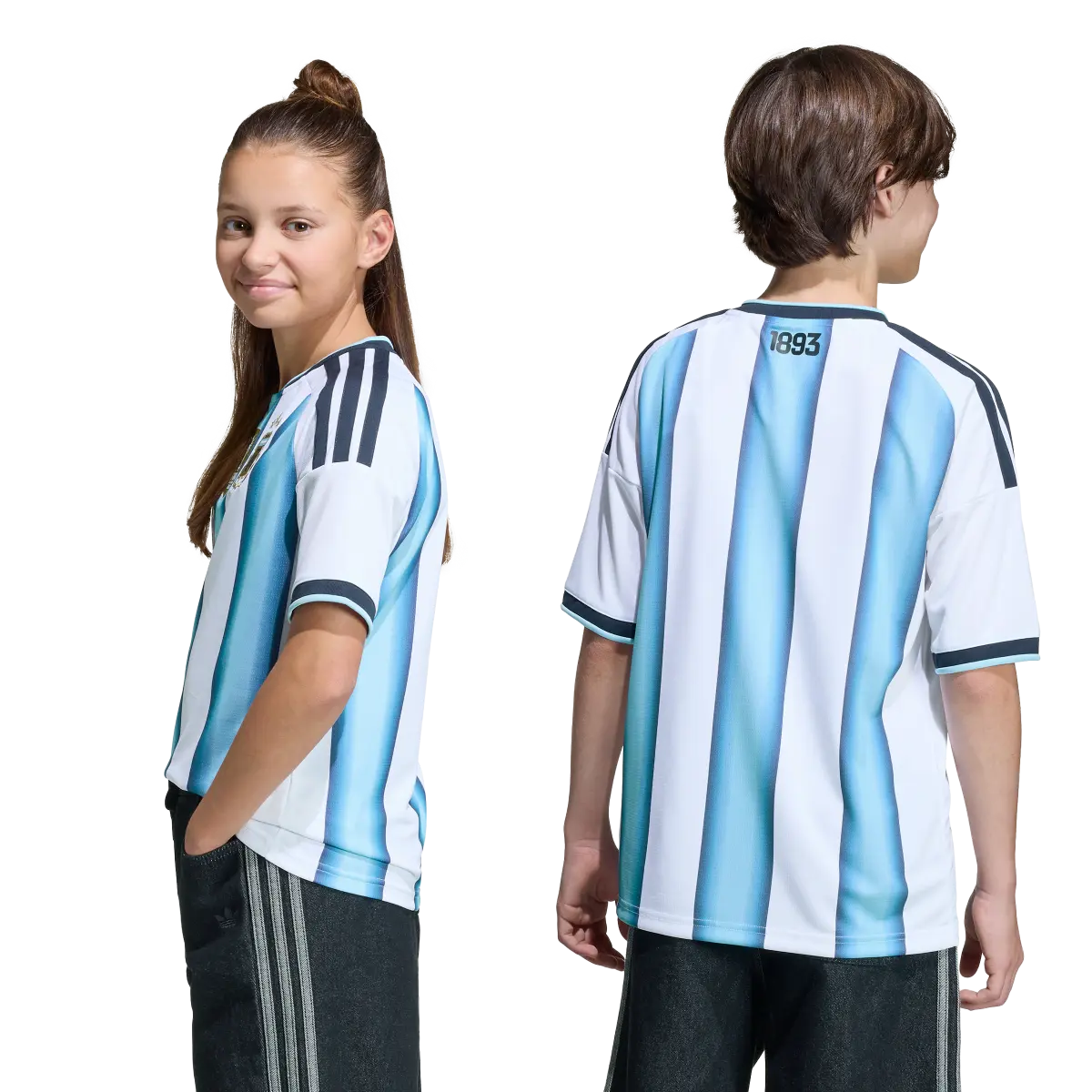 Argentinien Kinderfußballshirt Home Jersey 2026, Heimtrikot mit Climacool für junge Fußballfans - machsport