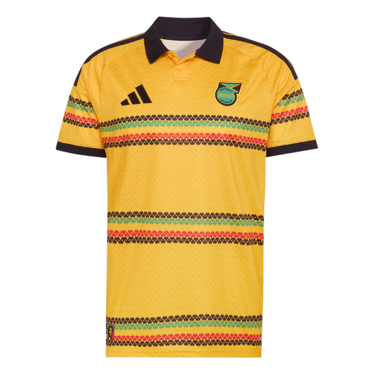 Jamaika Herrenfußballschirt Home Jersey 2026, Heimtrikot mit Climacool und Bob Marley Inspiration – gelb / S