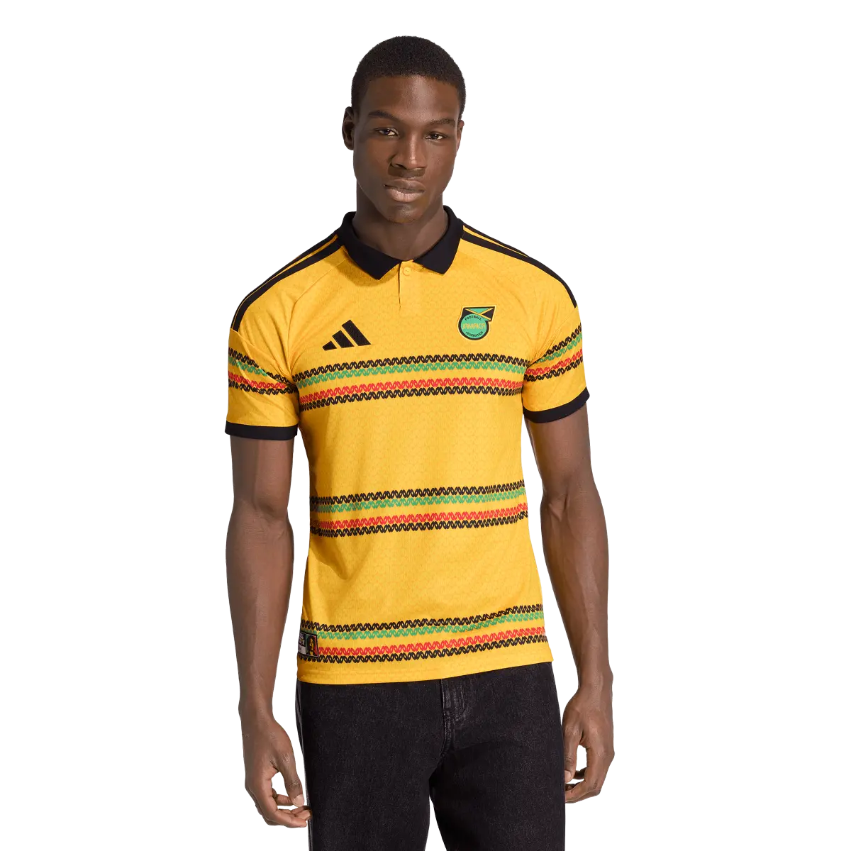 Jamaika Herrenfußballschirt Home Jersey 2026, Heimtrikot mit Climacool und Bob Marley Inspiration - machsport – Bild 