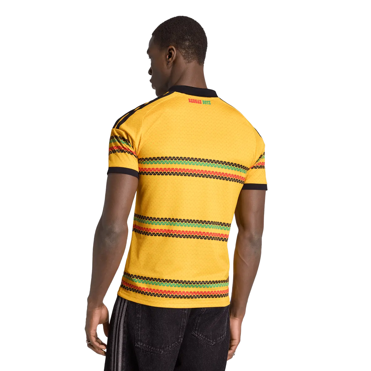 Jamaika Herrenfußballschirt Home Jersey 2026, Heimtrikot mit Climacool und Bob Marley Inspiration - machsport – Bild 