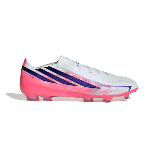 Adidas Fußballschuhe F50 Hyperfast Pro FG, Cloud White / Solar Purple / Solar Turbo – weiß / 44 2/3