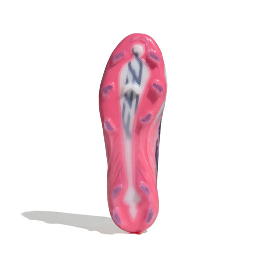 Adidas Fußballschuhe F50 Hyperfast Pro FG, Cloud White / Solar Purple / Solar Turbo – Rückansicht – weiß / 44 2/3