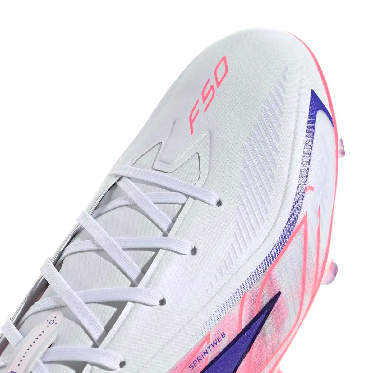 Adidas Fußballschuhe F50 Hyperfast Pro FG, Cloud White / Solar Purple / Solar Turbo – Bild 