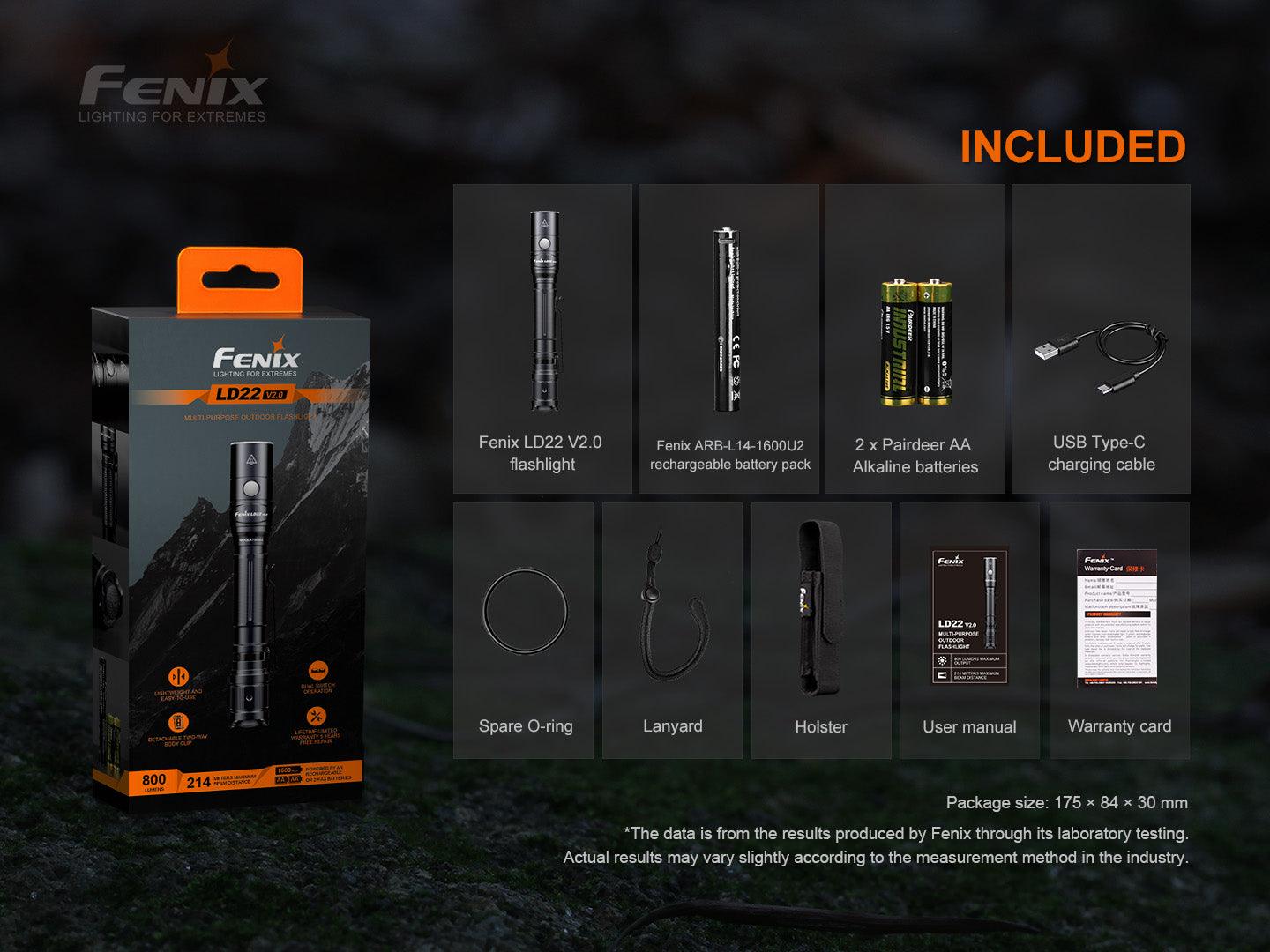 Fenix LD22 V2.0 Vielseitige Outdoor- und EDC-Taschenlampe, 800 Lumen