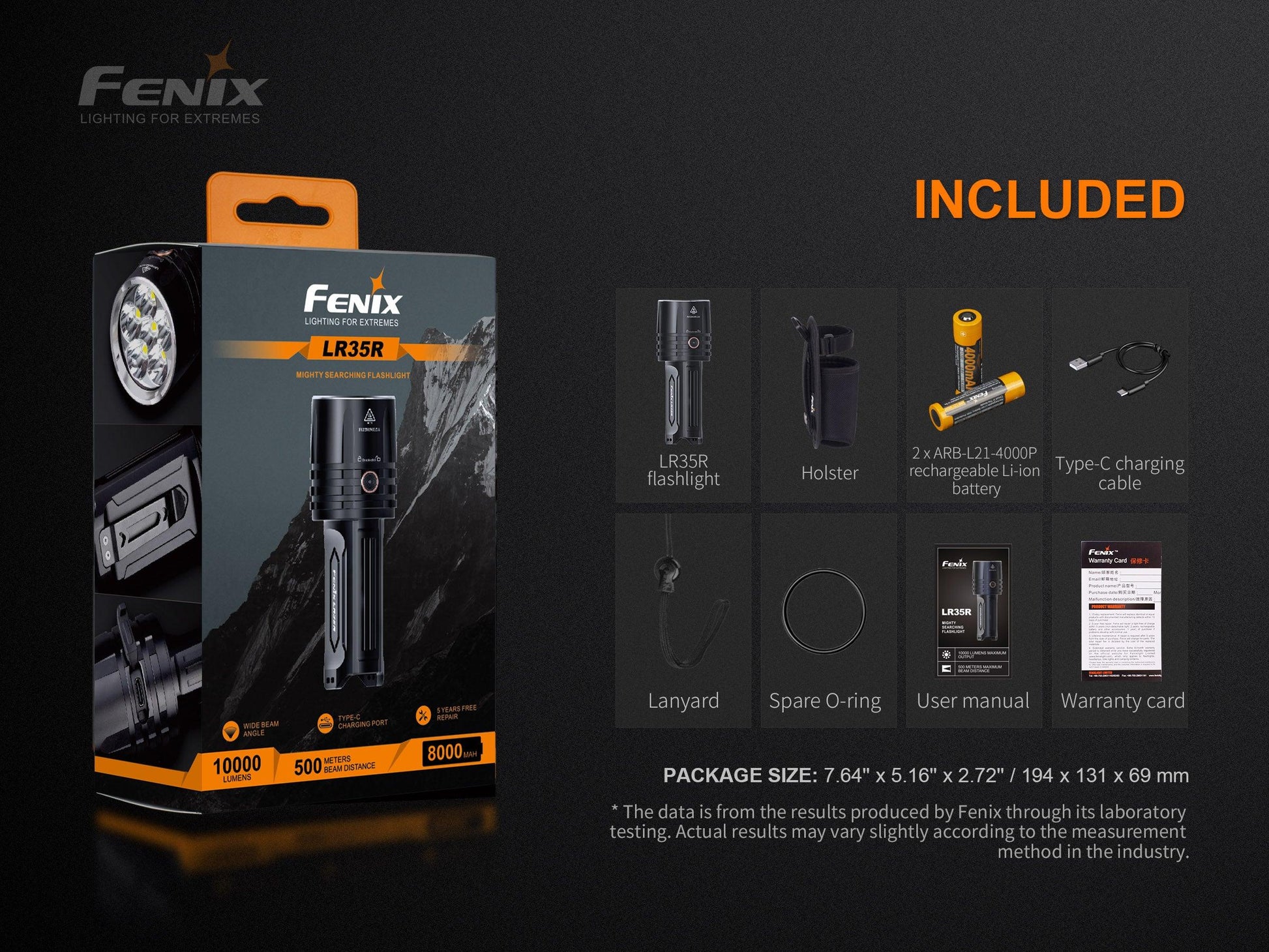 Fenix LR35R Kraftvolle, kompakte Suchlampe, 10000 Lumen – Bild 