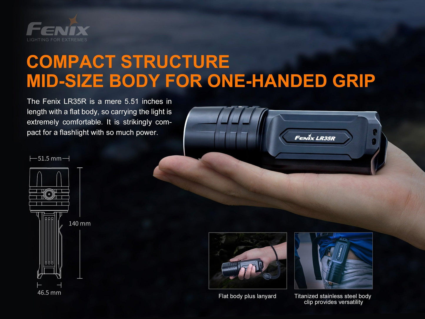 Fenix LR35R Kraftvolle, kompakte Suchlampe, 10000 Lumen