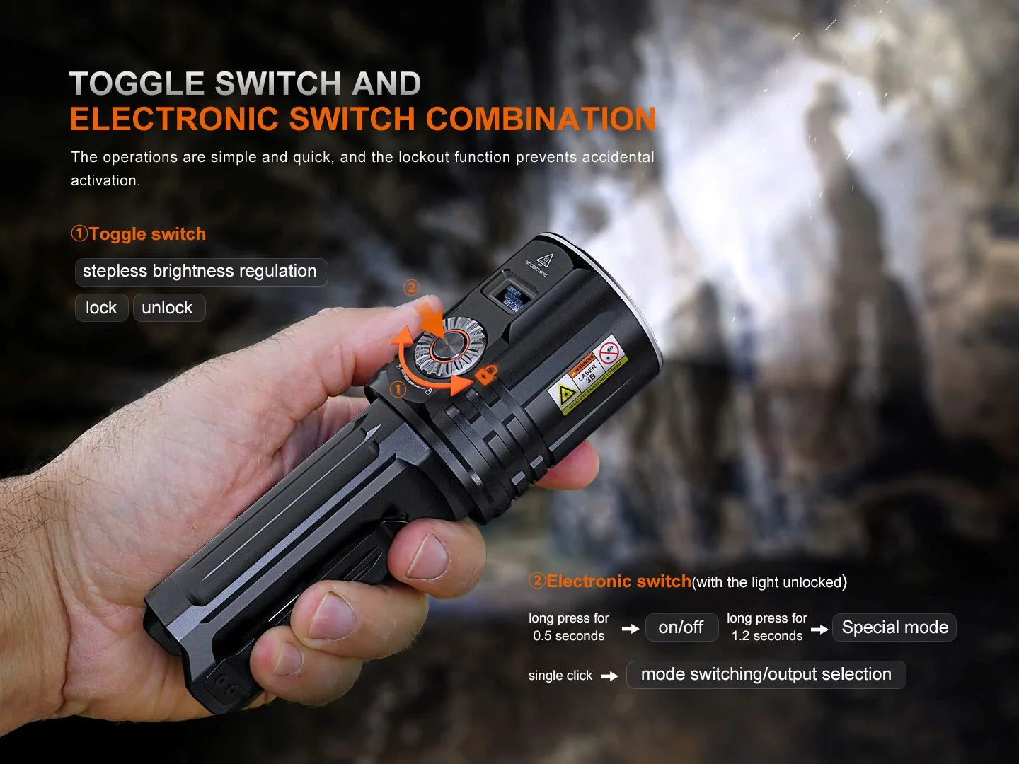 Fenix LR36R kompakte, leistungsstarke Suchlampe mit weißem Laserstrahl, 10000 Lumen