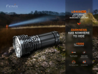 Fenix LR40R V2.0 Superhelle Hochleistungs-Suchlampe mit Spot- und Flutlichtfunktion, 15000 Lumen