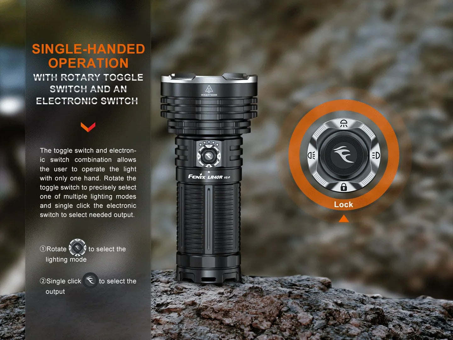Fenix LR40R V2.0 Superhelle Hochleistungs-Suchlampe mit Spot- und Flutlichtfunktion, 15000 Lumen