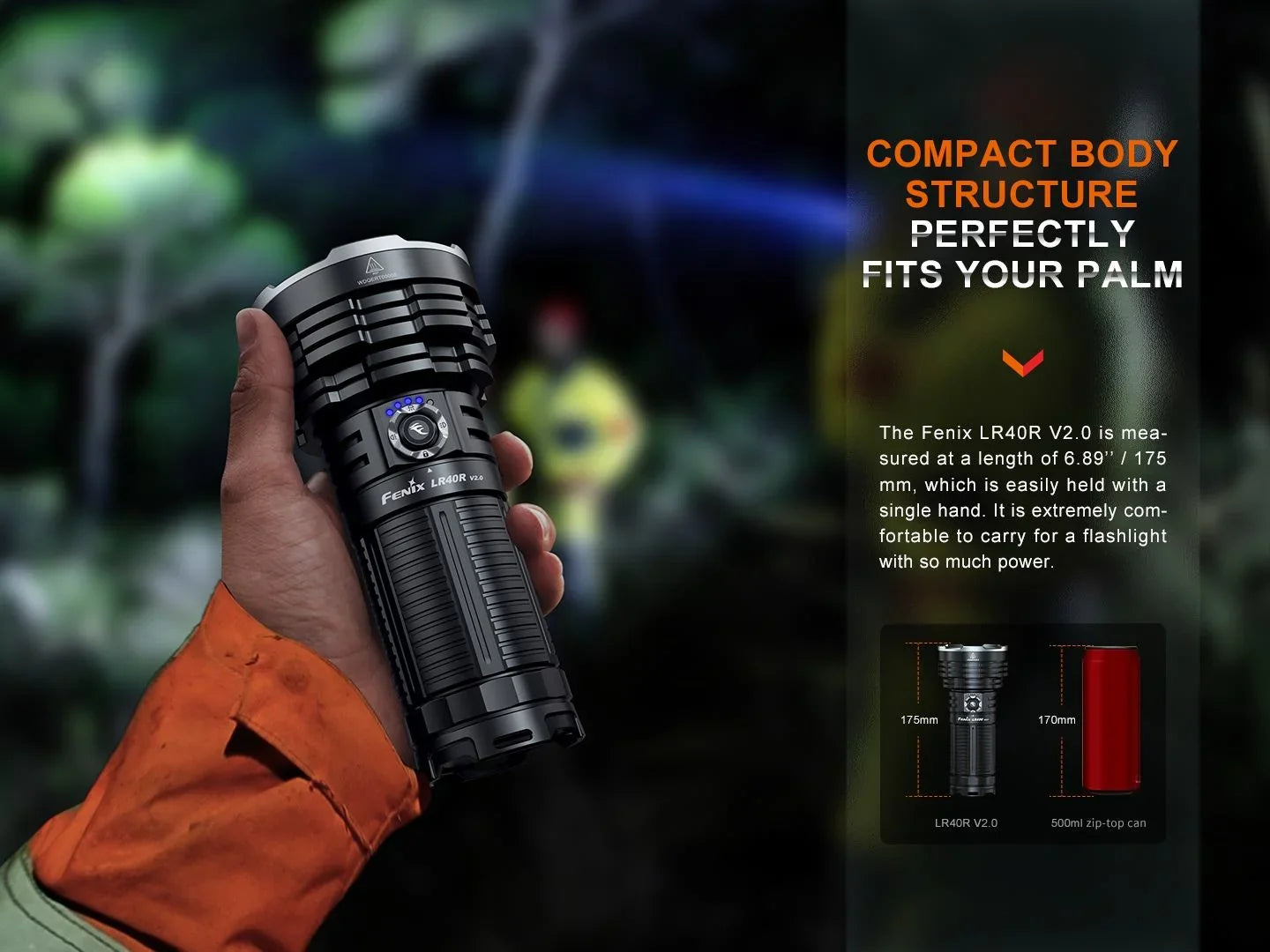 Fenix LR40R V2.0 Superhelle Hochleistungs-Suchlampe mit Spot- und Flutlichtfunktion, 15000 Lumen