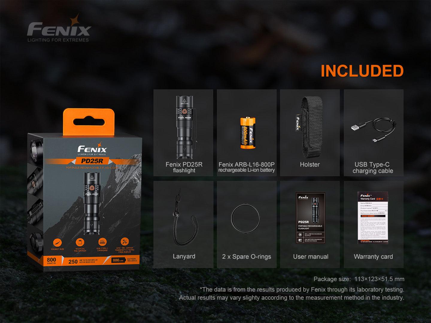 Fenix PD25R Kompakte, wiederaufladbare Taschenlampe, 800 Lumen