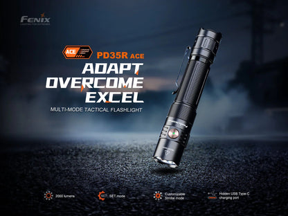 Fenix PD35R ACE Multi-Mode taktische Taschenlampe, 2000 Lumen